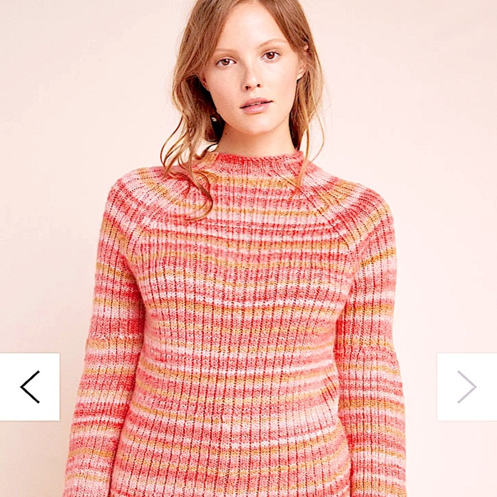 Anthropologie T.La Drea pink tan Space-Dyed Sweater, Size Medium - Picture 3 of 12